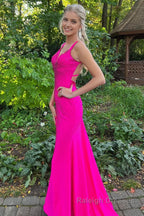 Lavender Rhinestone Spaghetti Straps Mermaid Prom Dress