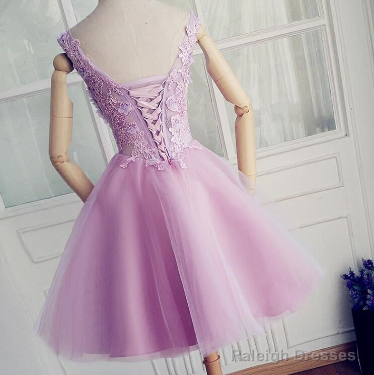 Lavender Short Lovely Floral And Applique Homecoming Dress, Charming Prom Dress Secondary image