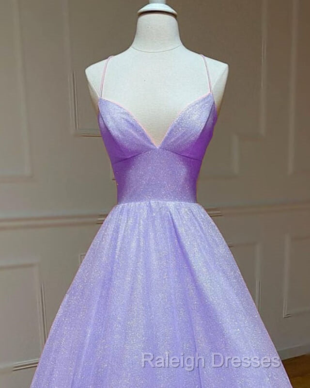 Lavender Sparkly Prom Dress V Neck Ball Gown Secondary image