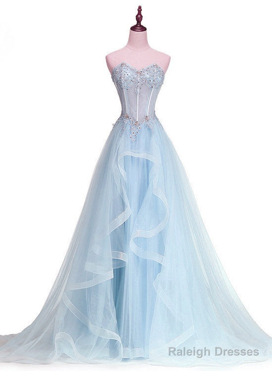 Lavender Sweetheart Tulle A-Line Lace Applique Prom Dresses Beautiful Sweet 16 Dresses