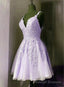 Lavender Tulle Short Straps Prom Dress Homecoming Dress, Tulle Short Prom Dress