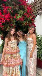 Orange Fashion Sweet Floral Layered Lace Prom Dresses Long Prom Gowns Garden Prom Dresses