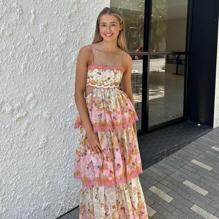 Orange Fashion Sweet Floral Layered Lace Prom Dresses Long Prom Gowns Garden Prom Dresses Main image