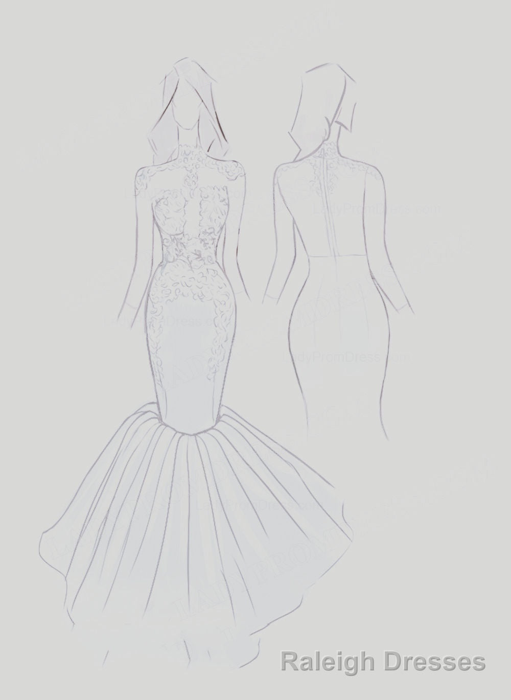 2026 Silver Long Sleeve Mermaid/Trumpet Lace and Tulle Prom Dresses Secondary image