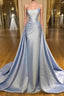 Light Blue A-line Sleeveless Graduation Dresses Long Fabulous Prom Dresses