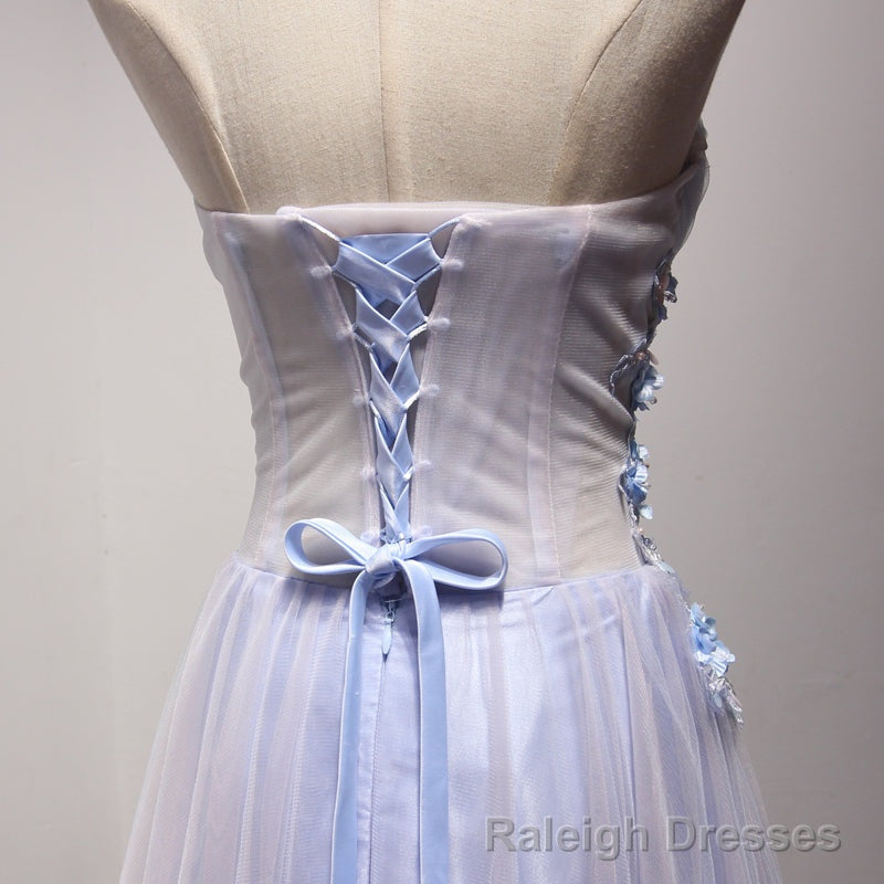 Light Blue and Pink Charming Sweetheart Lace Prom Dress , Formal Dress , Formal Gown