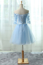 Light Blue Charming Homecoming Dress Lovely Short Prom Dress