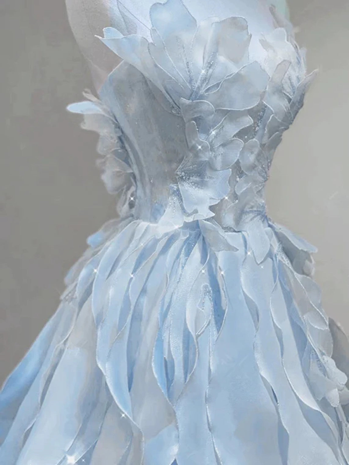 Light Blue Fashion Fairy Low Back Long Prom Dresses Light Blue Prom Dresses