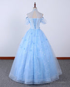Light Blue Lace High Neck Lace Applique Ball Gowns Lace Sweet 16 Dresses Prom Dresses