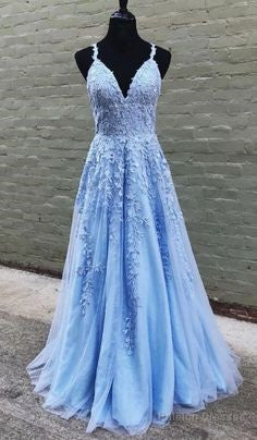 Light Blue Lace Prom Dresses Military Ball Dresses Winter Prom Dresses Schoold Prom Dresses Main image