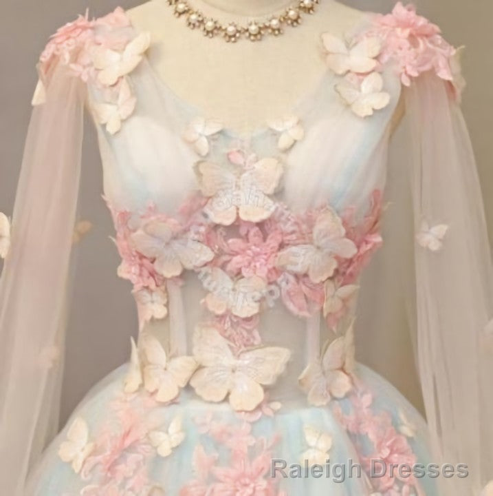 Light Blue Long Formal Dress Party Dresses, Unique Blue Prom Dress Gown Secondary image