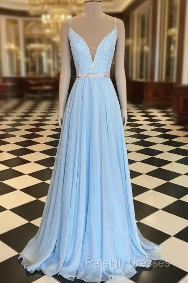 Light Blue Prom Dress Long , Dresses For Graduation Party, Evening Dress, Formal Dress Main image