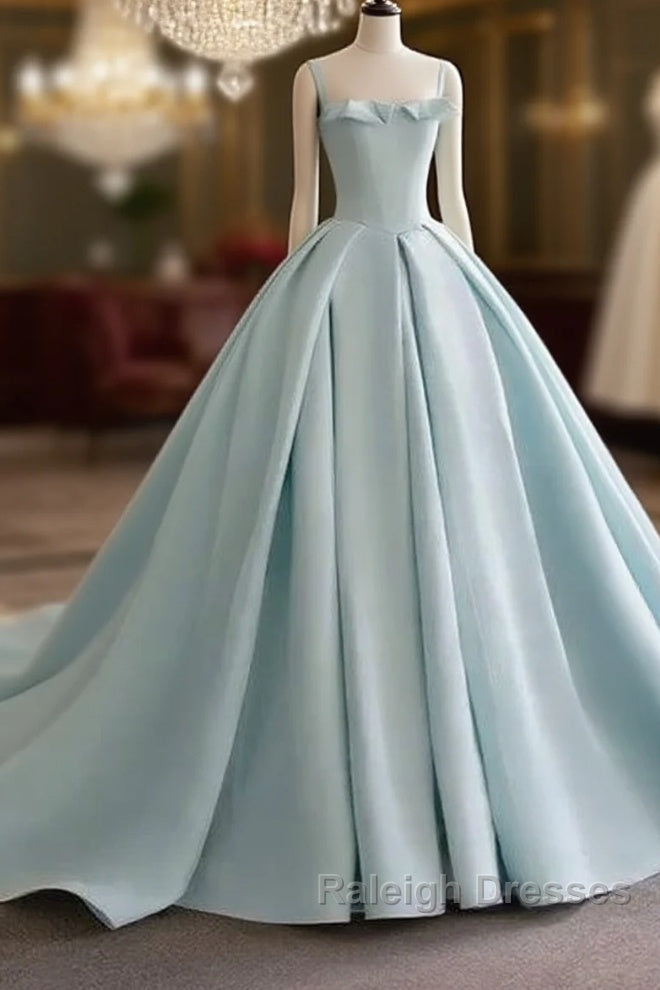Light Blue Satin Long Ball Gown Quinceanera Dresses Princess Dress Prom Dress Main image
