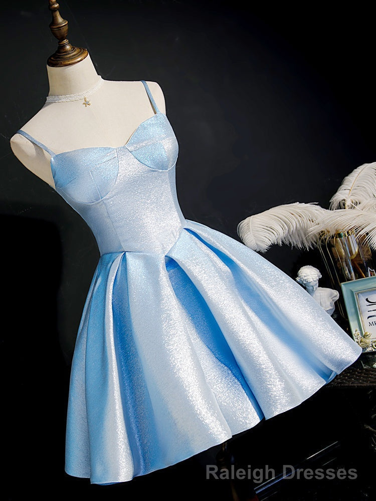Light Blue Satin Sweetheart Homecoming Dress, Blue Short Prom Dress, Prom Dress Main image