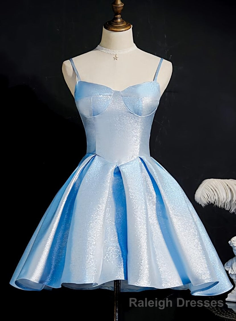 Light Blue Satin Sweetheart Homecoming Dress, Blue Short Prom Dress, Prom Dress Secondary image