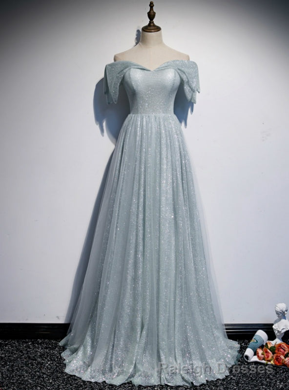 Light Blue Sequins Off the Shoulder Prom Dress Main image