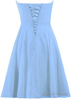 Light Blue Short Bridesmaid Dress Chiffon Wedding Prom Dresses