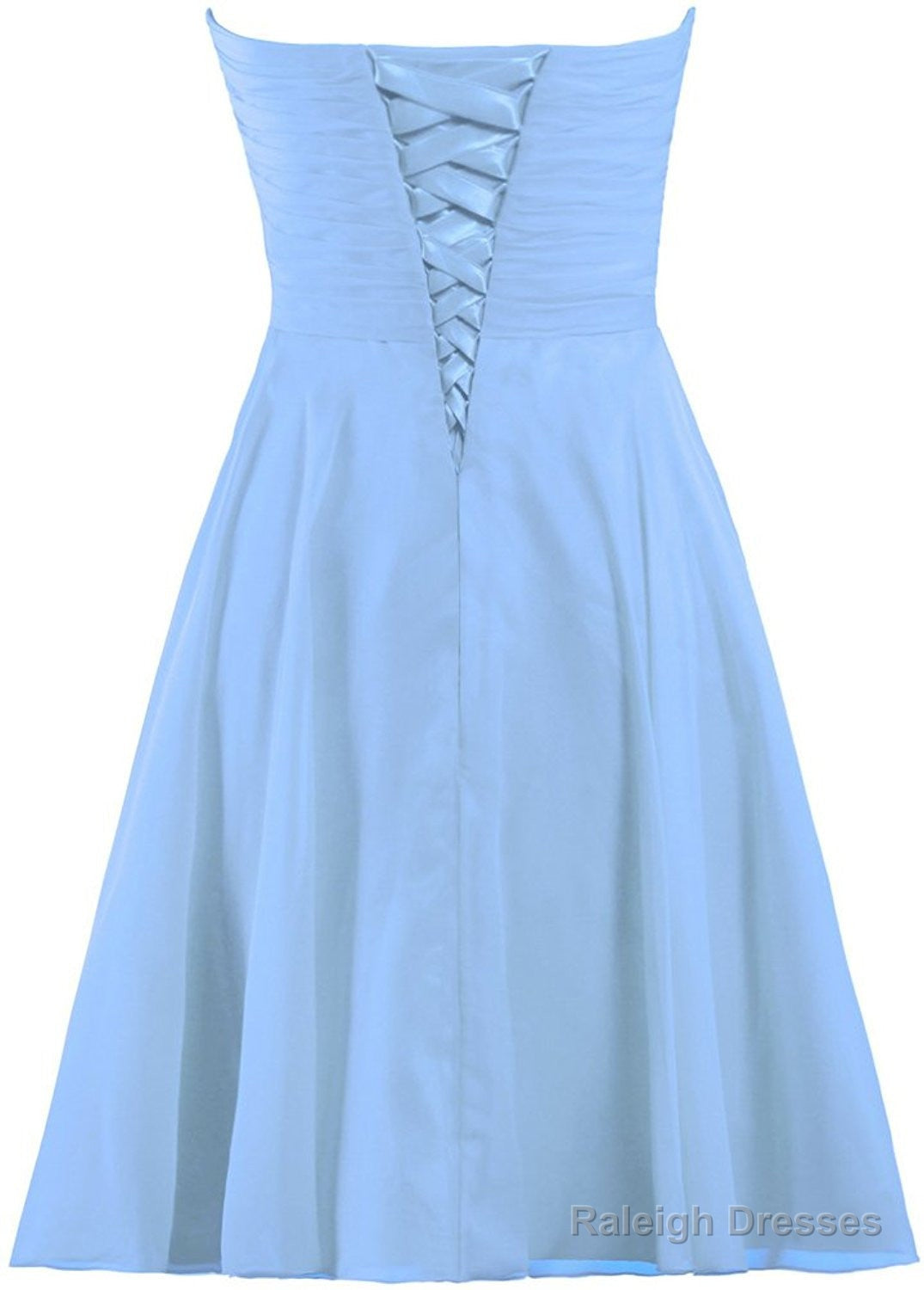 Light Blue Short Bridesmaid Dress Chiffon Wedding Prom Dresses
