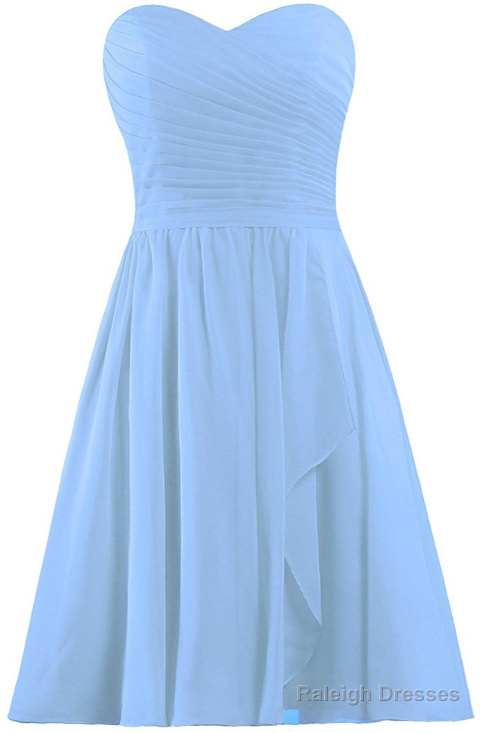 Light Blue Short Bridesmaid Dress Chiffon Wedding Prom Dresses