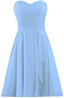 Light Blue Short Bridesmaid Dress Chiffon Wedding Prom Dresses