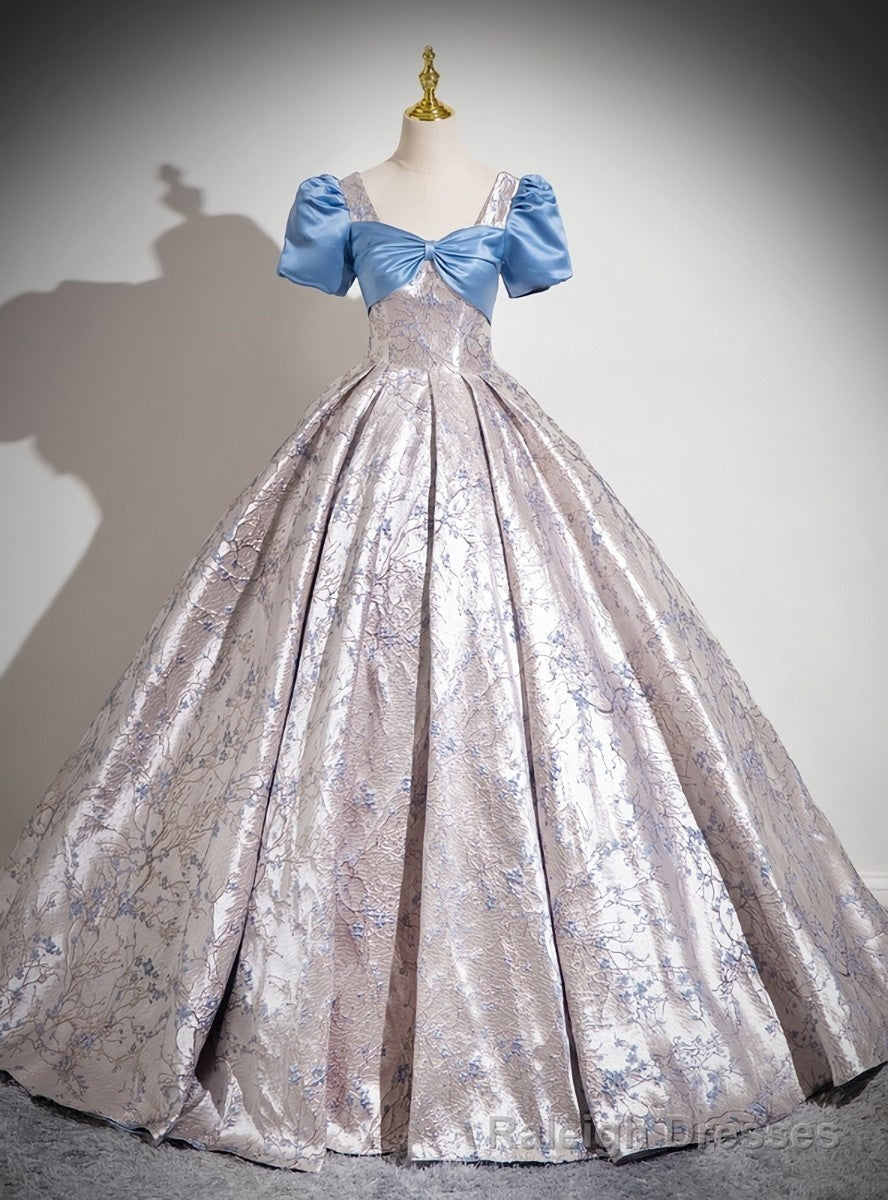 Light Blue Square Short Sleeve Quinceanera Dress Main image