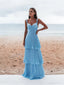 Light Blue Straps Chiffon Sweetheart Low Back Pary Dresses Light Blue Long Prom Dresses