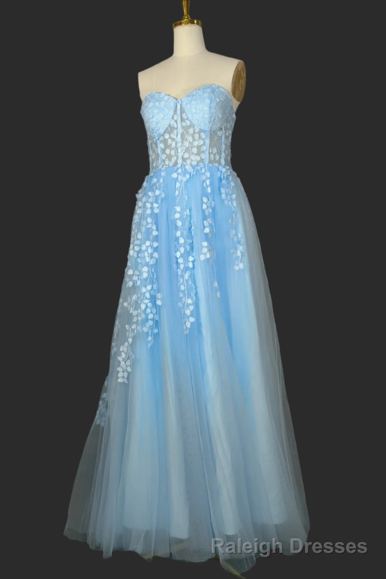 Light Blue Sweetheart Tulle Lace Prom Dresses Long Evening Party Dresses Secondary image