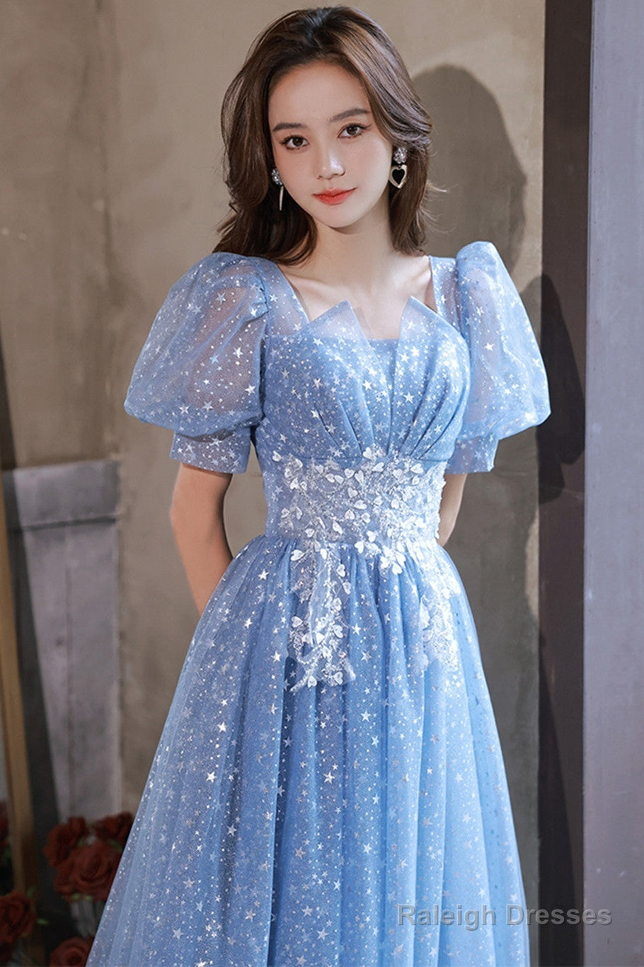 Light Blue Tulle A-Line Floor Length Formal Dress, Light Blue Evening Dress Party Dress Secondary image