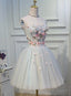 Light Blue Tulle Floral Short Sweetheart Homecoming Dresses Blue Prom Dresses