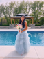 Light Blue Tulle Layered Prom Dresses Long Elegant Prom Dresses