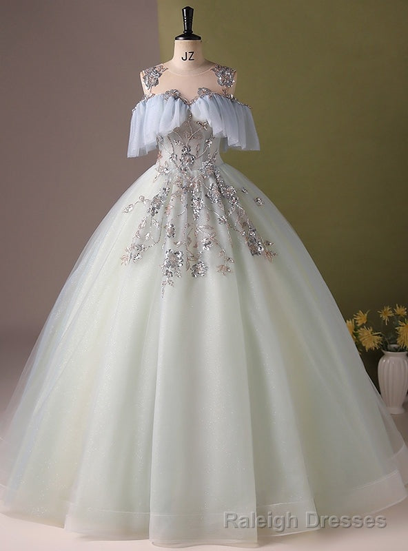 Light Blue Tulle Sequins Quinceanera Dress Main image