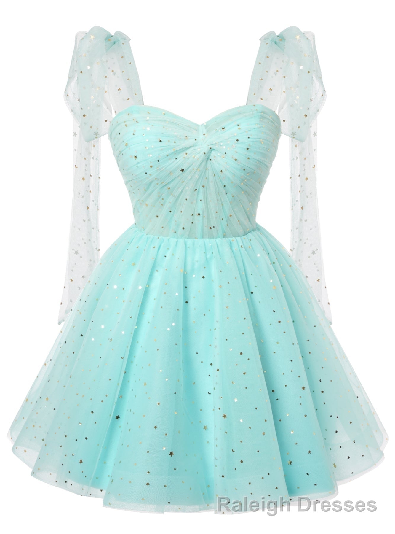 Light Blue Tulle Sequins Straps Homecoming Dress Main image