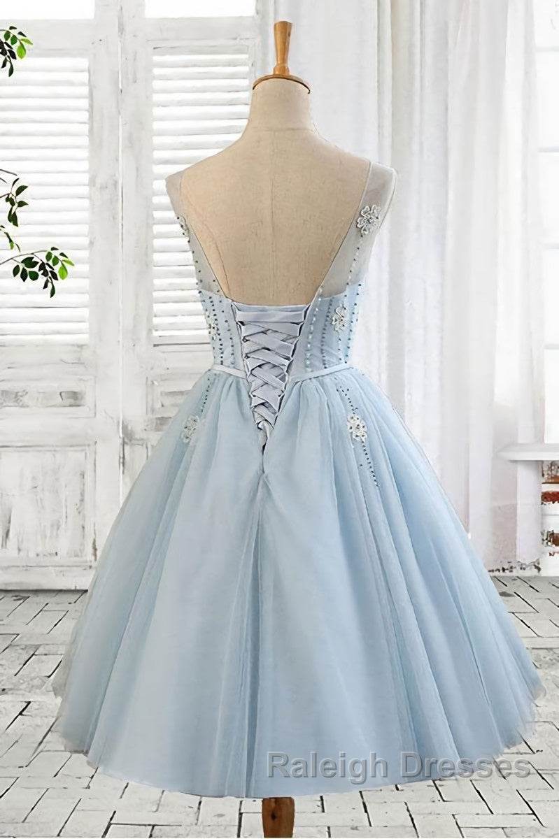 Light blue tulle short prom dress, blue homecoming dress Secondary image