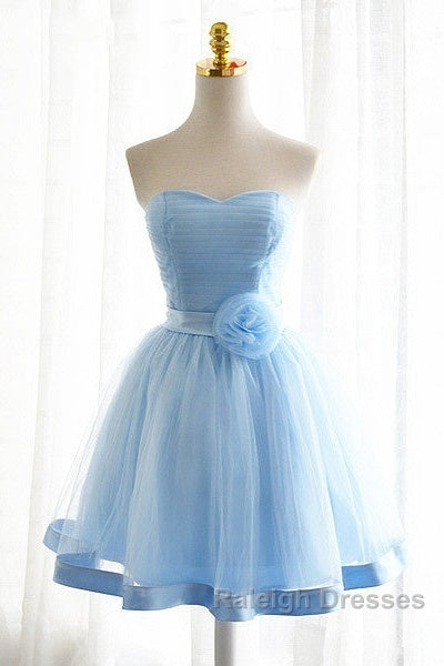 Light Blue Tulle Sweetheart With Bow Cute Prom Dresses Blue Short Homecoming Dresses Prom Dresses Secondary image