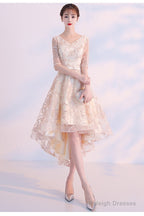 Light Champagne Lovely Lace High Low Homecoming Dresses New Short Prom Dresses