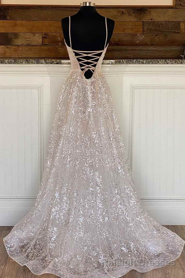 Light Champagne Sequin Lace A Line Prom Dress Secondary image