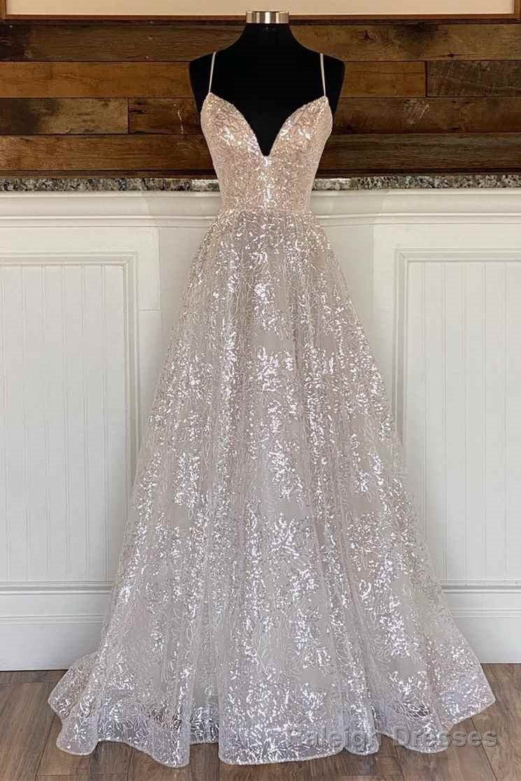 Light Champagne Sequin Lace A Line Prom Dress Main image
