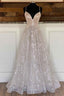 Light Champagne Sequin Lace A Line Prom Dress