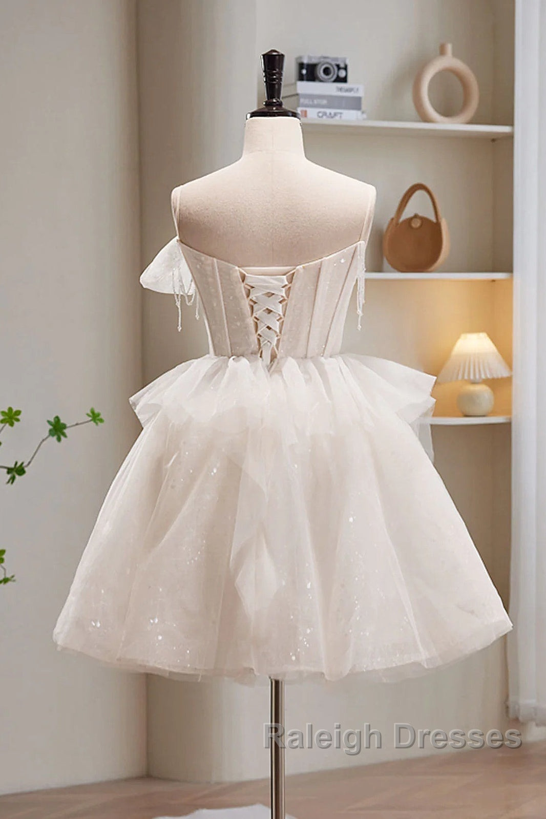 Light Champagne Short Tulle Prom Dress Short Light Champagne Prom Graduation Dress Secondary image