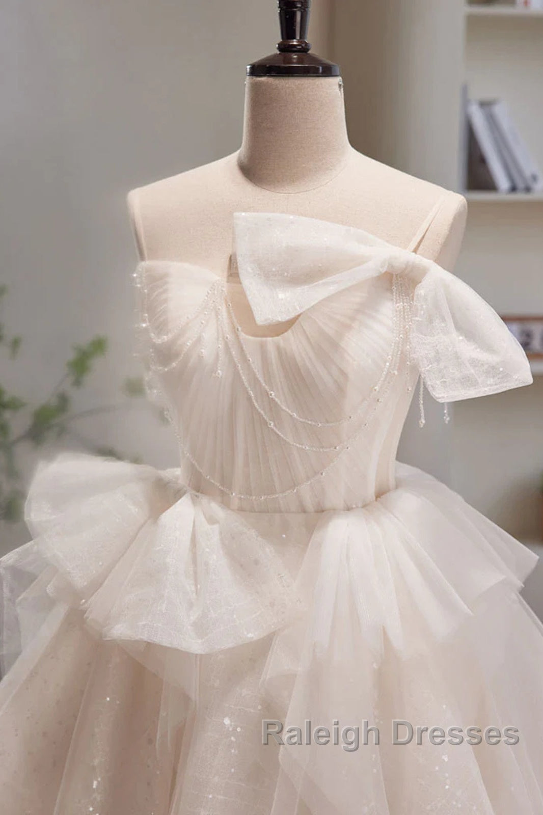Light Champagne Short Tulle Prom Dress Short Light Champagne Prom Graduation Dress