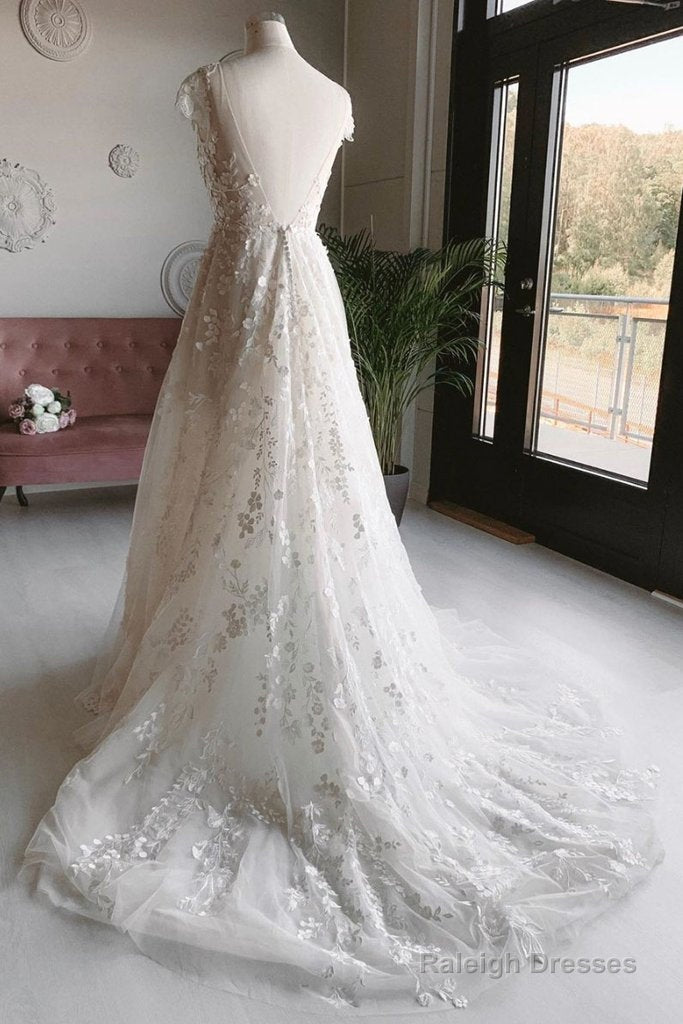 Light Champagne Tulle Lace Long Prom Dress, Champagne Wedding Dress Secondary image