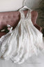 Light Champagne Tulle Lace Long Prom Dress, Champagne Wedding Dress