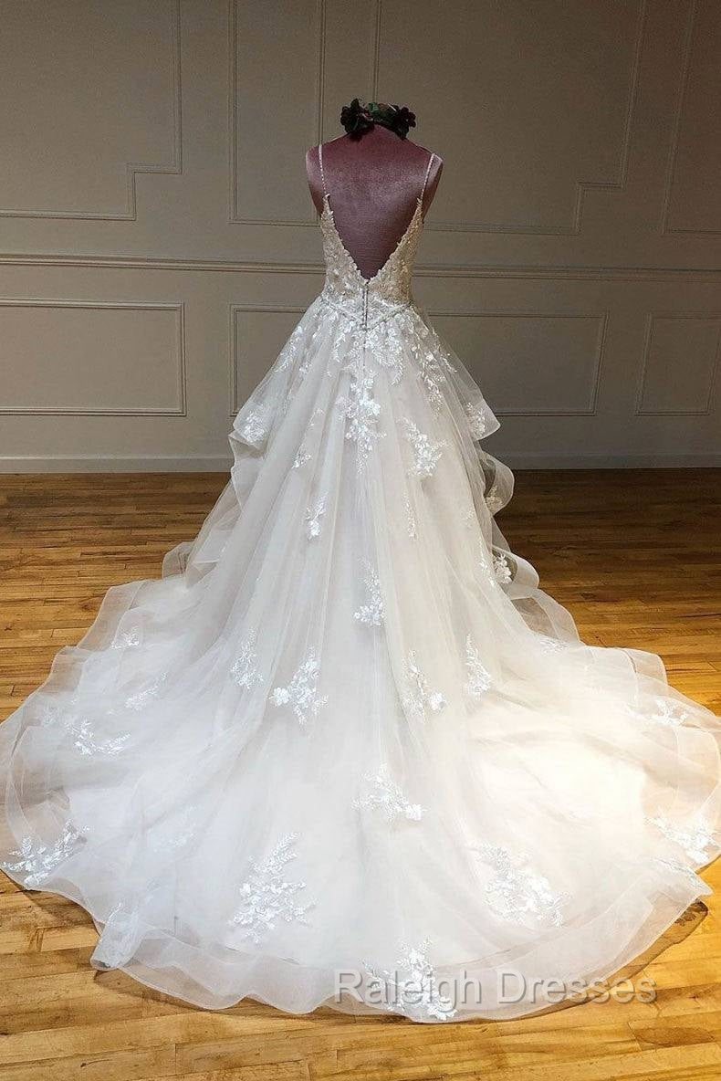 Light Champagne Tulle Lace Long Prom Dress Lace Long Wedding Dress Secondary image