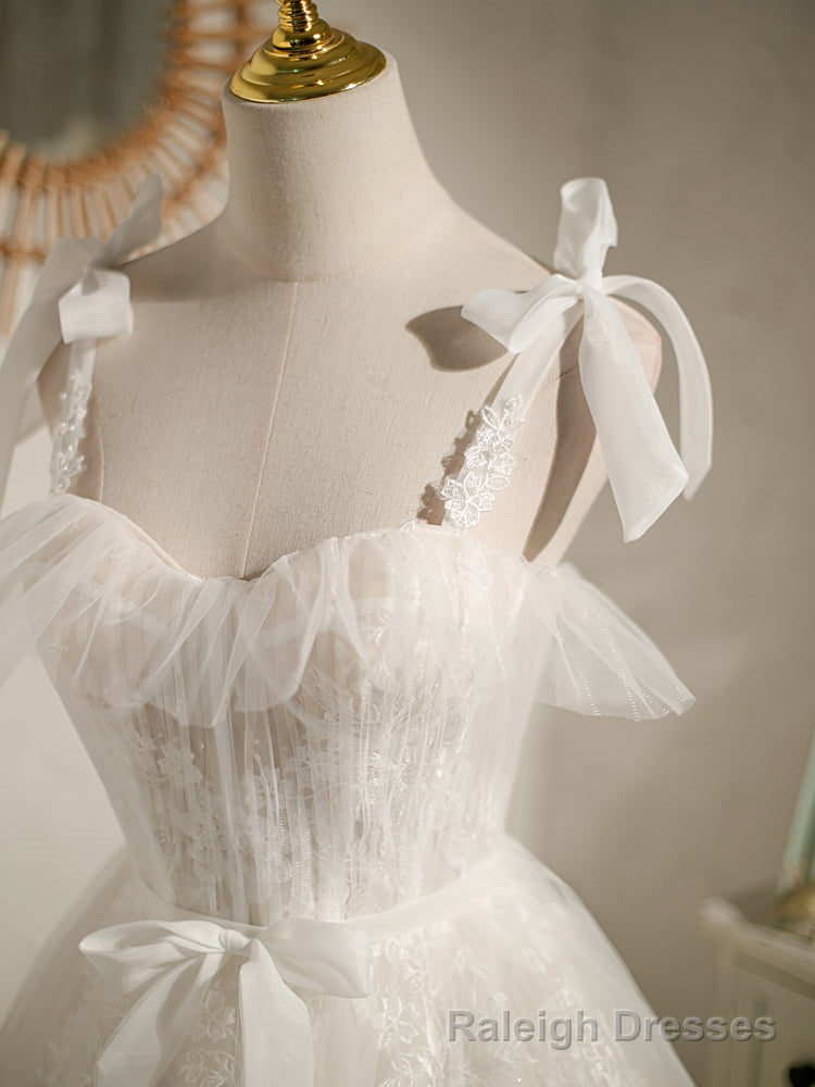 Light Champagne Tulle Lace Short Prom Dress, Cute Puffy Homecoming Dresses