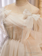 Light Champagne Tulle Short Prom Dresses Champagne Homecoming Dress