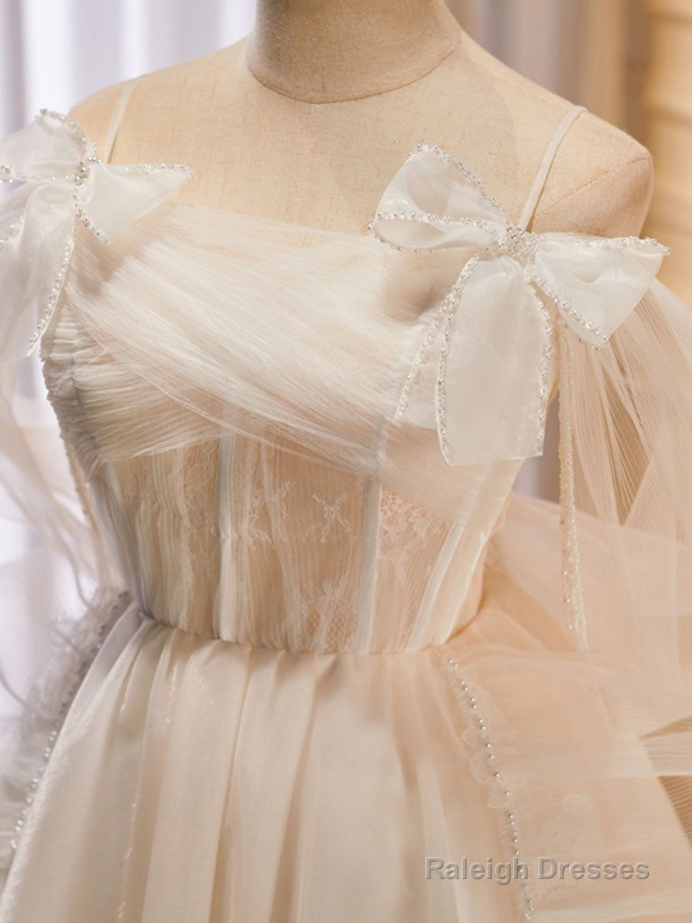 Light Champagne Tulle Short Prom Dresses Champagne Homecoming Dress
