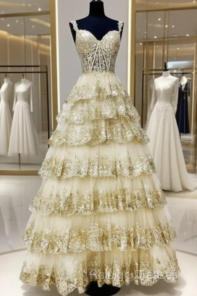 Light Gold Lace Ball Gown Dress Main image
