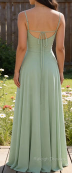 Light Green A-Line Chiffon Long Bridesmaid Dresses