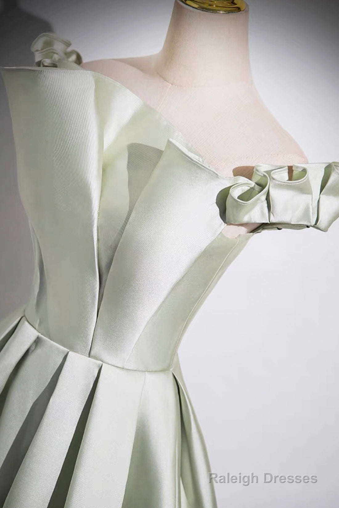 Light Green A-Line Satin Long Prom Dress, Simple Green Strapless Evening Dress Secondary image