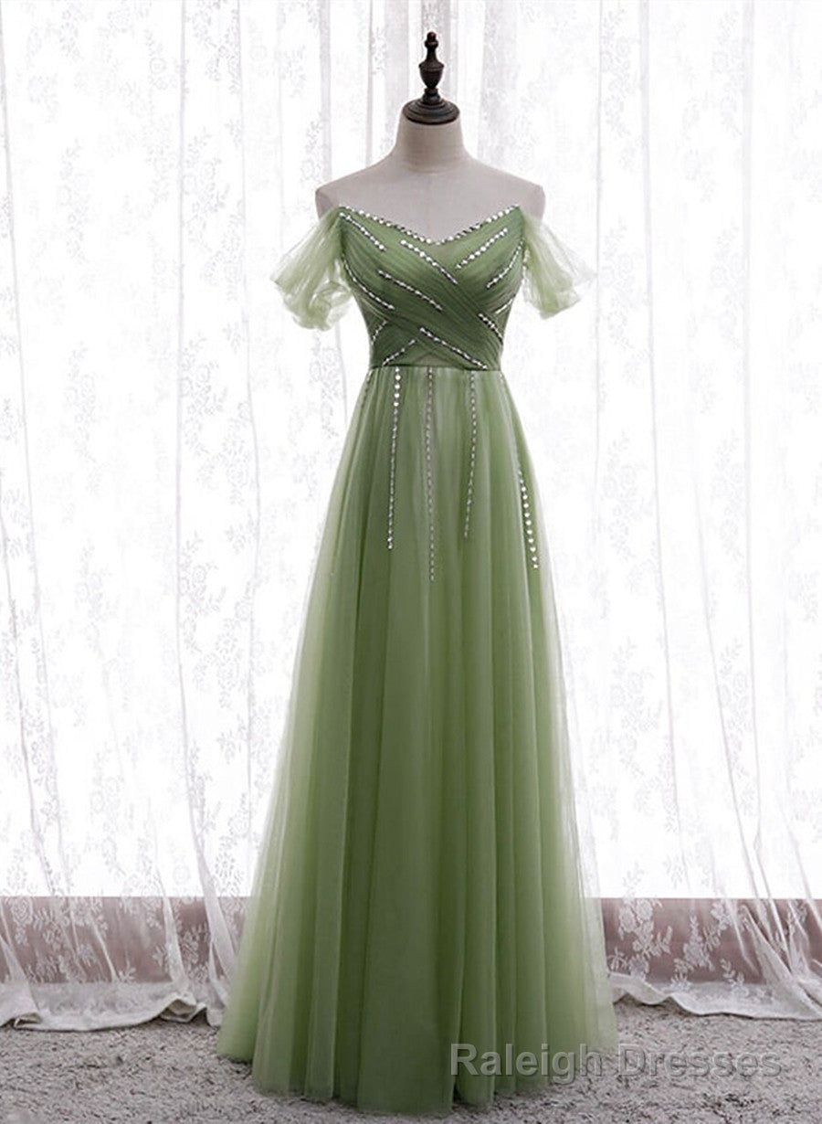 Light Green Beaded Sweetheart Long Prom Dress, Green Formal Dress Prom Dress
